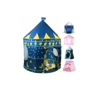 Blue & Pink Kids Foldable Crown Castle Tent-three