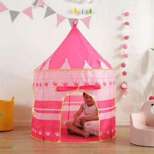 Blue & Pink Kids Foldable Crown Castle Tent-five