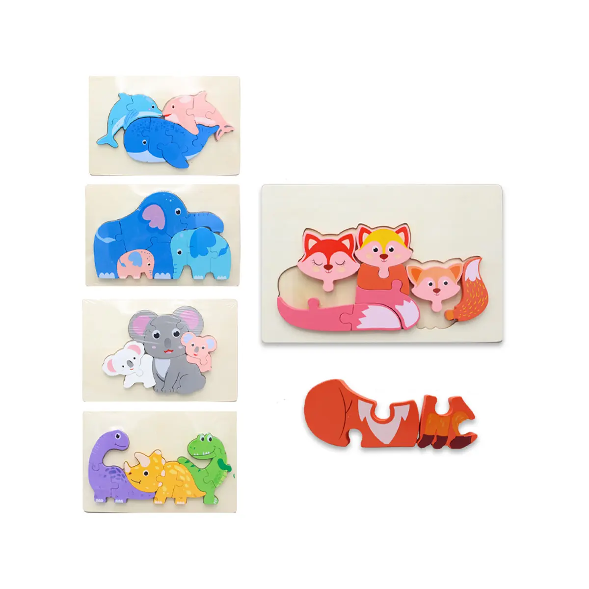 3D Wooden Animal Puzzle Board-4