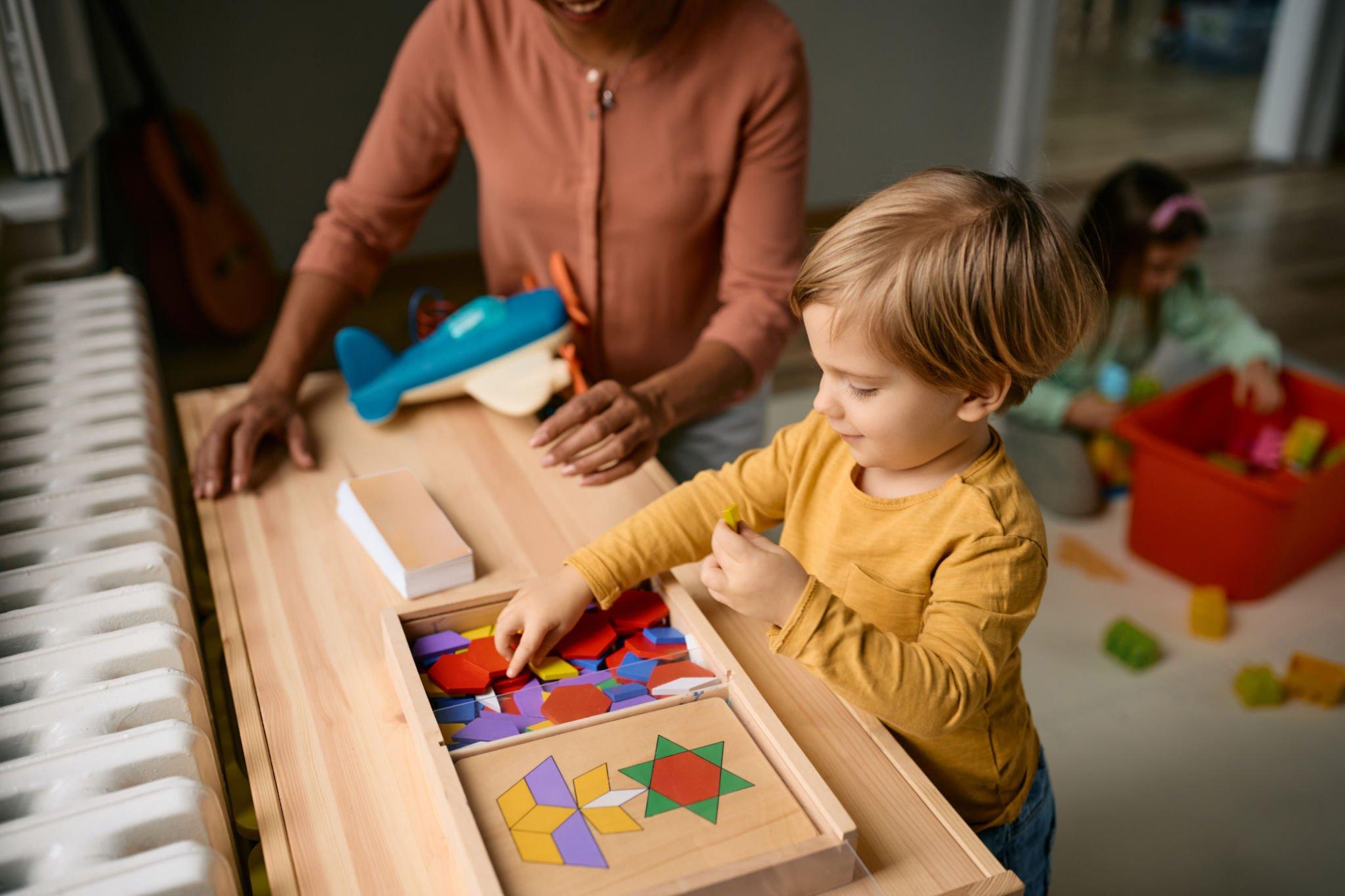 A child playing with puzzle